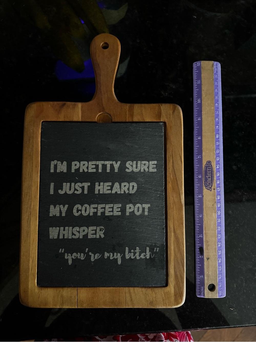Wooden Handle Chalkboard Serving Paddle - Brown Frame Black Chalk Surface